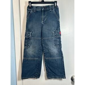Y2K Tommy Hilfiger Cargo Jeans Boys Size 6 Baggy Grunge Skater Wide Leg